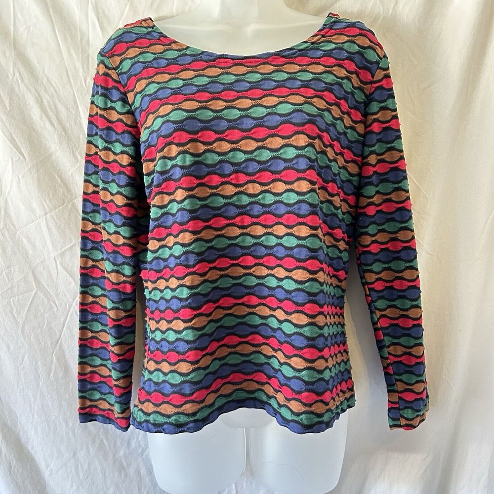 90s VTG Rainbow Top Large Maximalist Retro Colorful Funky Ecletic Fisherman
